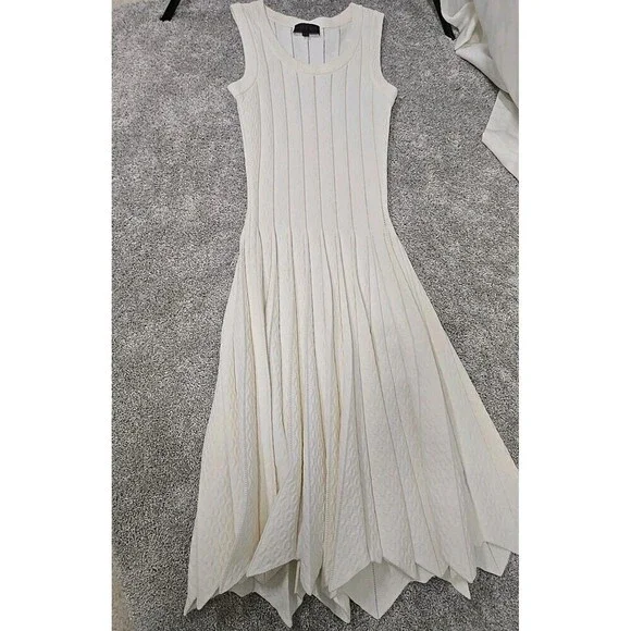 Hale‎ Bob Fit and Flare Midi Sleeveless Dress Stretch Off White Women’s Size XS - Picture 10 of 11
